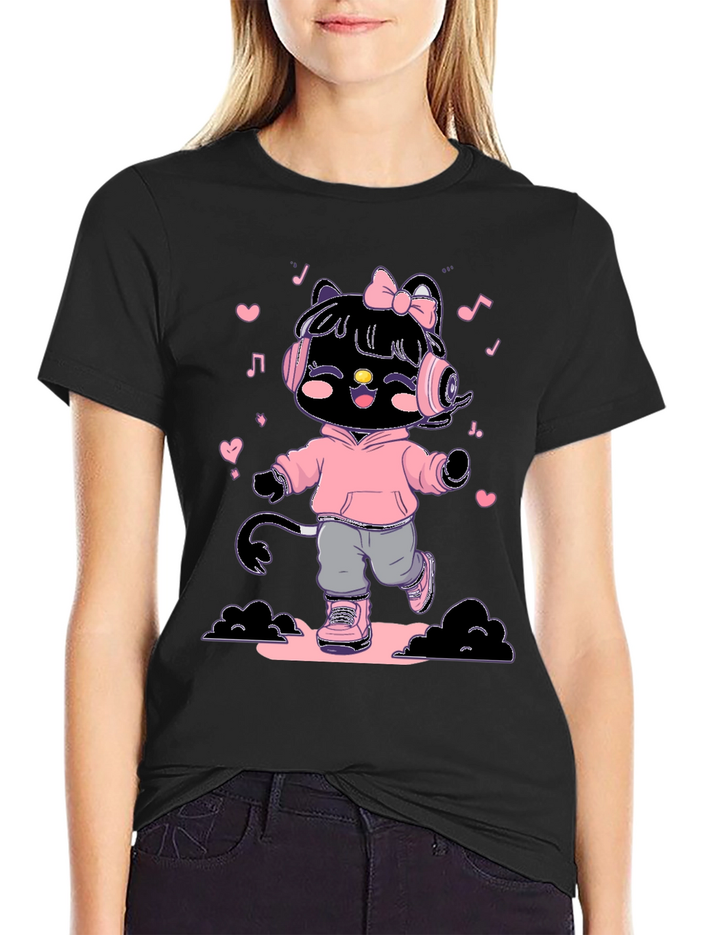 Cute Kitty DJ Graphic T-Shirt