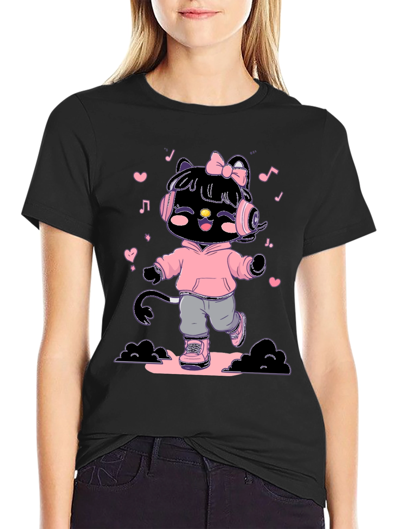 Cute Kitty DJ Graphic T-Shirt
