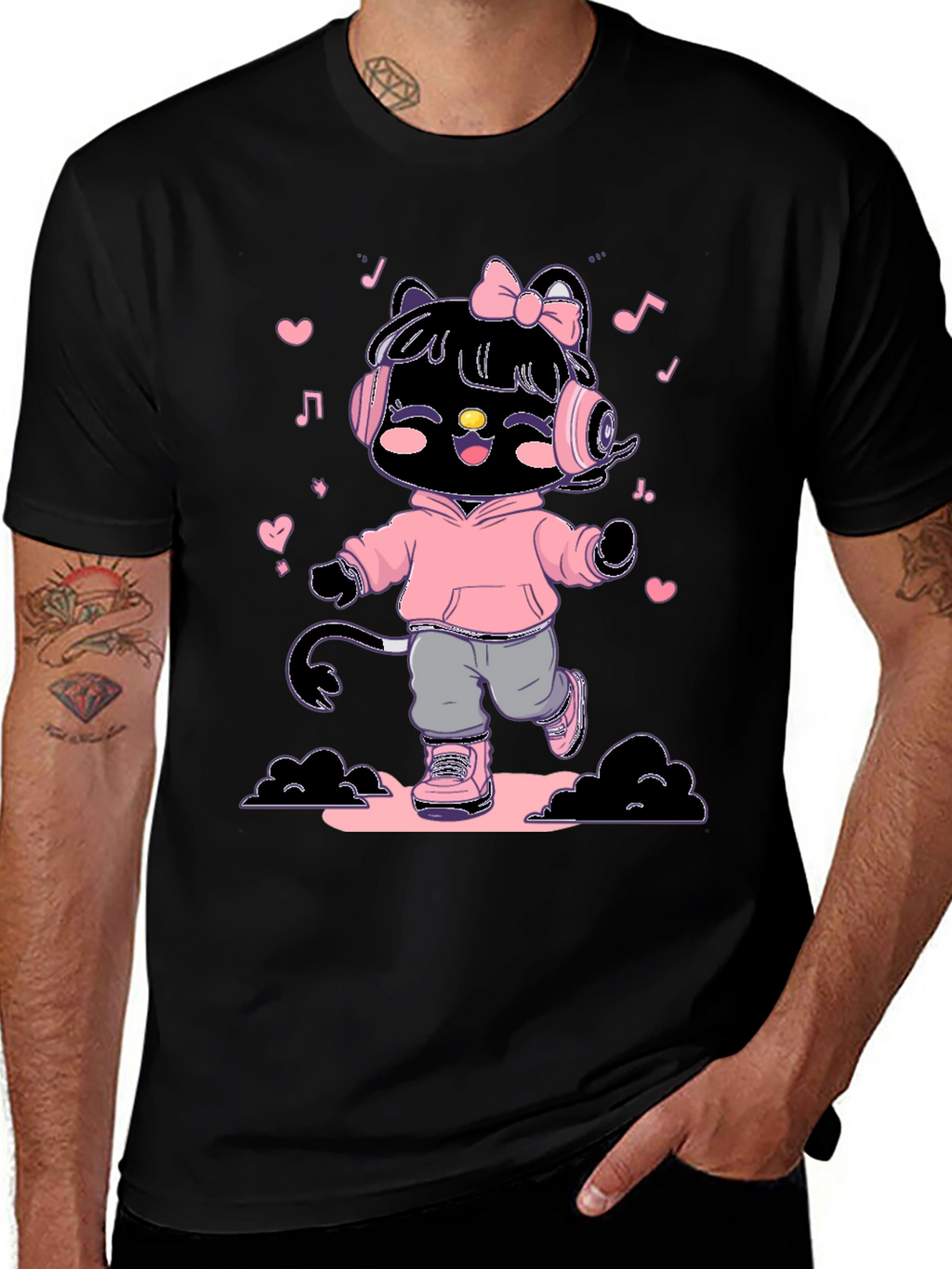 Cute Kitty DJ Graphic T-Shirt
