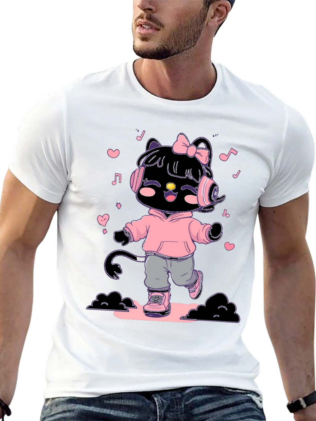 Cute Kitty DJ Graphic T-Shirt
