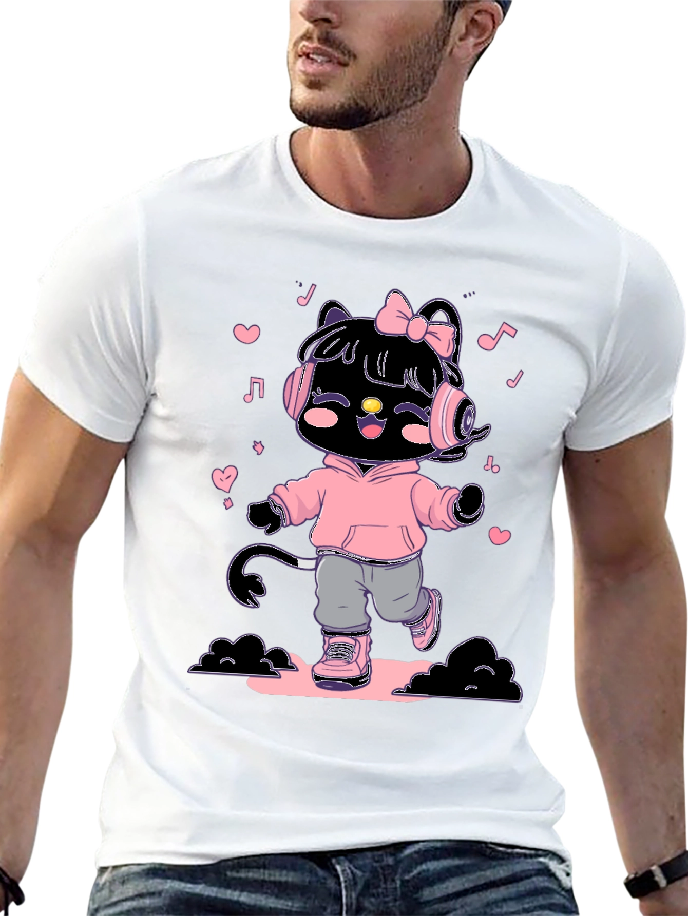 Cute Kitty DJ Graphic T-Shirt