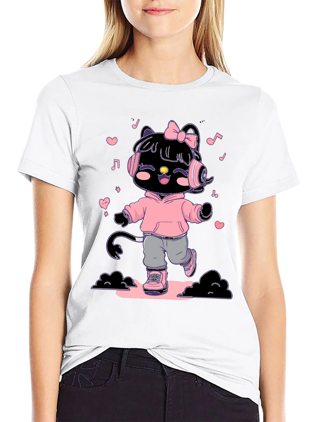 Cute Kitty DJ Graphic T-Shirt
