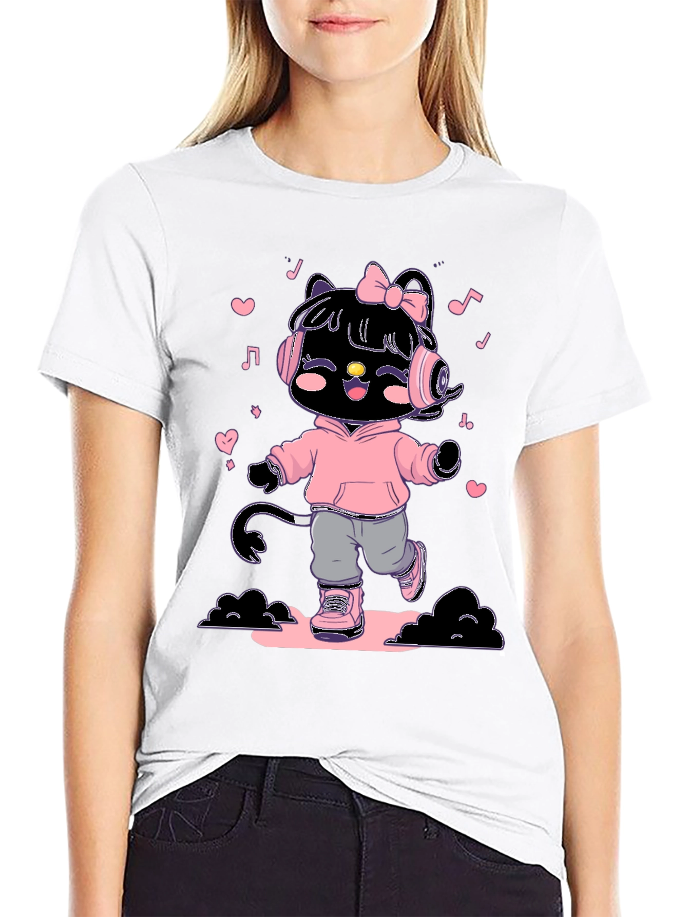 Cute Kitty DJ Graphic T-Shirt