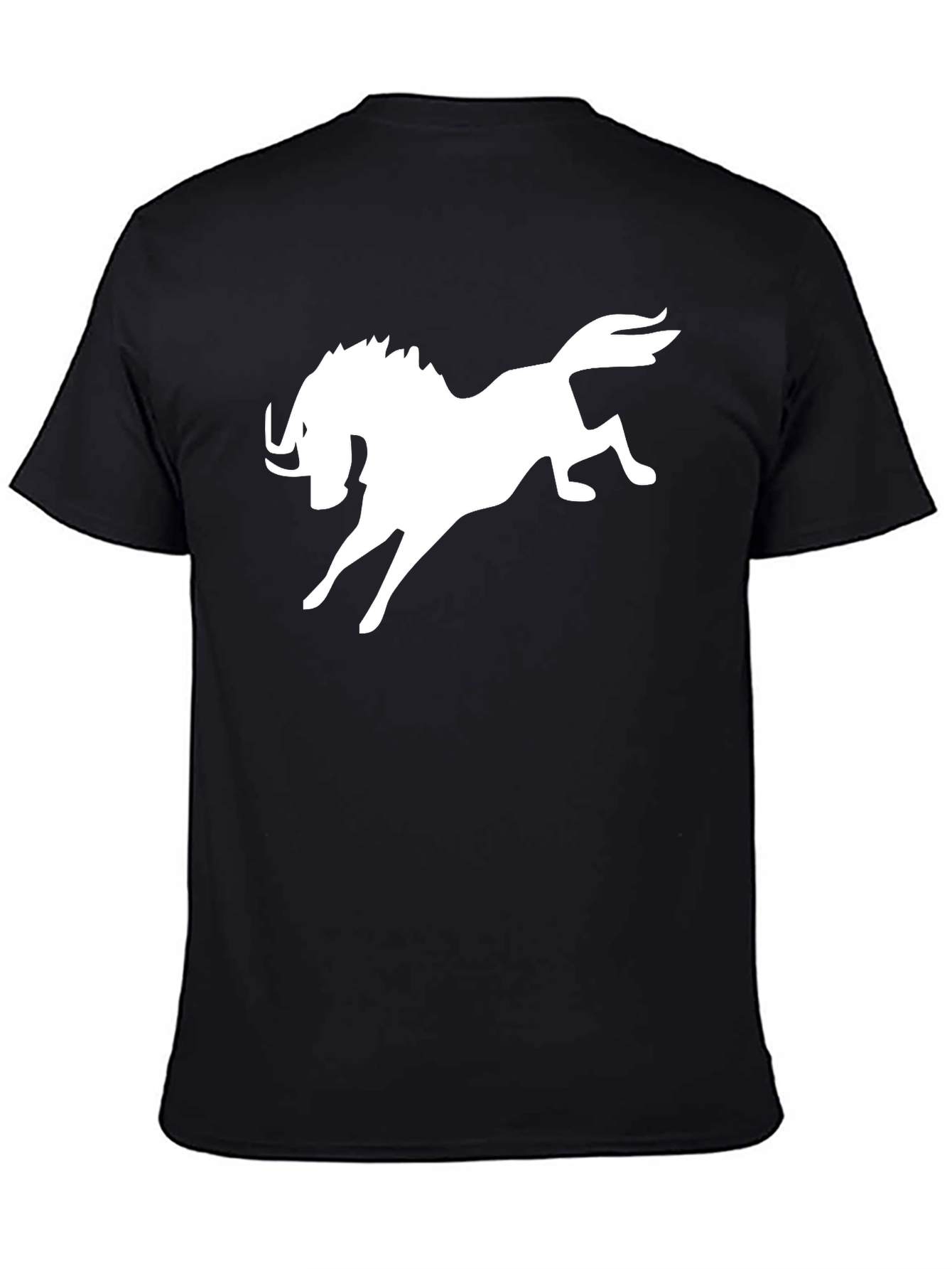 Black T-Shirt with White Mythical Creature Graphic