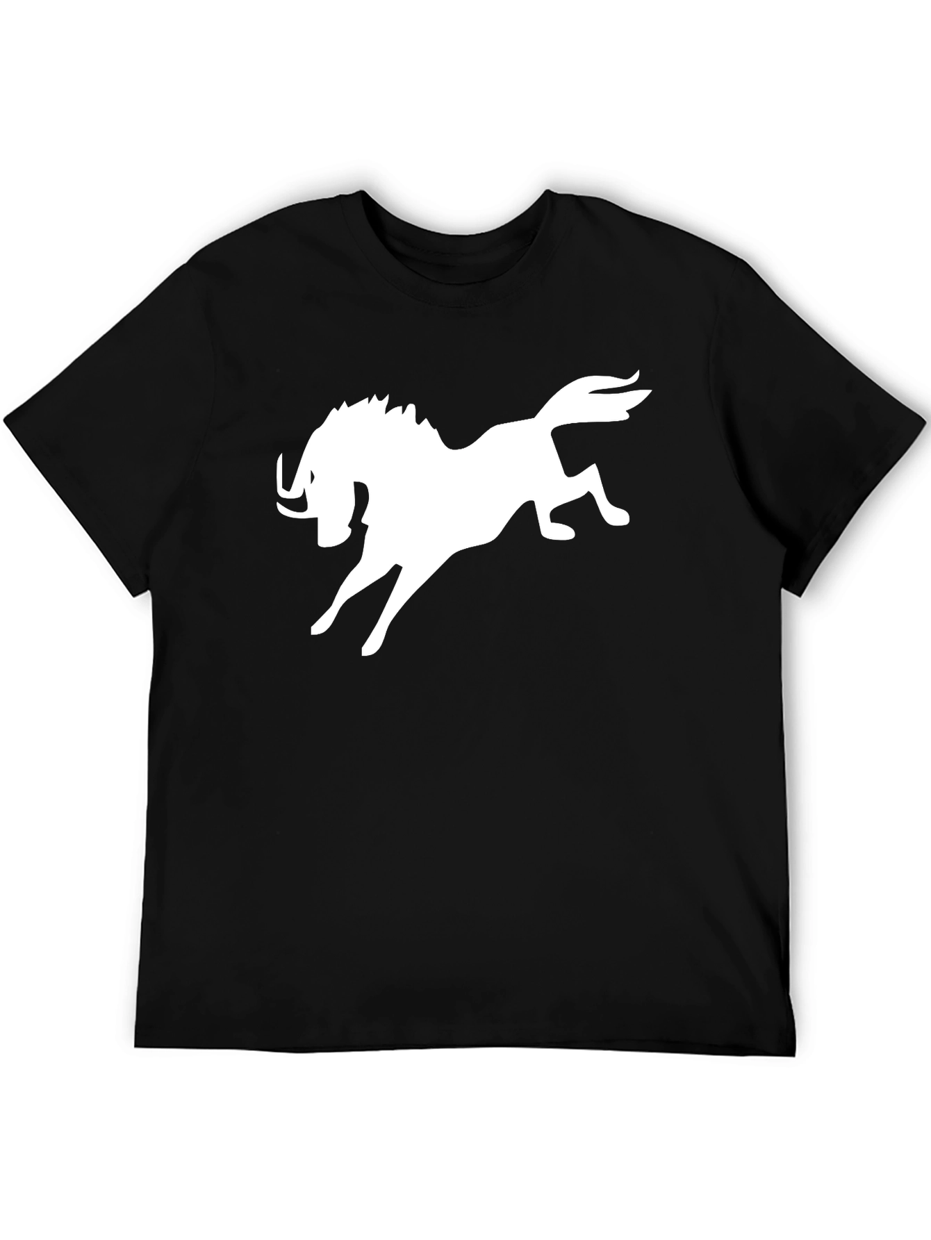 Black T-Shirt with White Mythical Creature Graphic