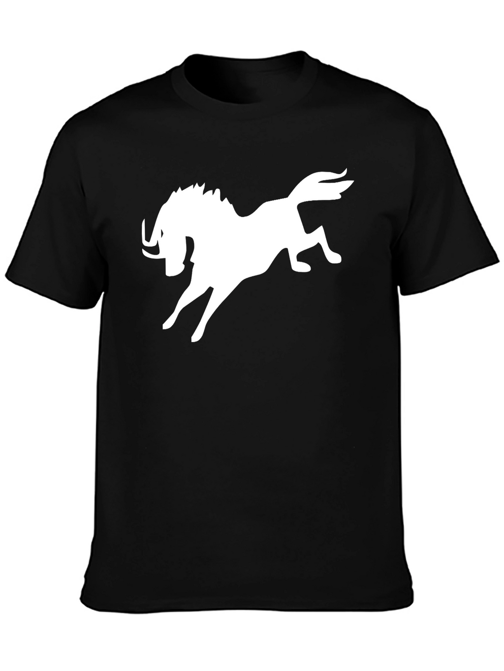 Black T-Shirt with White Mythical Creature Graphic