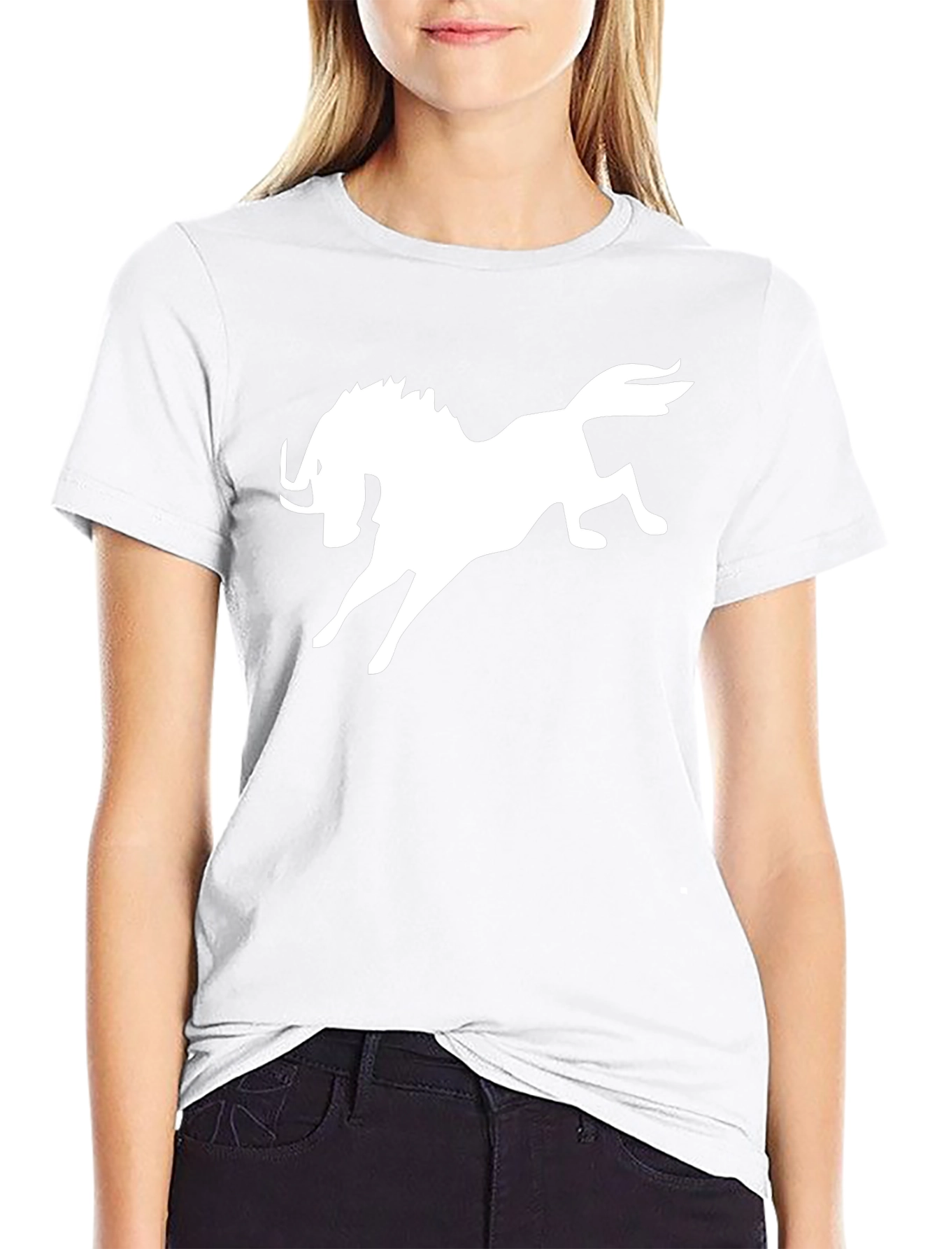 Black T-Shirt with White Mythical Creature Graphic