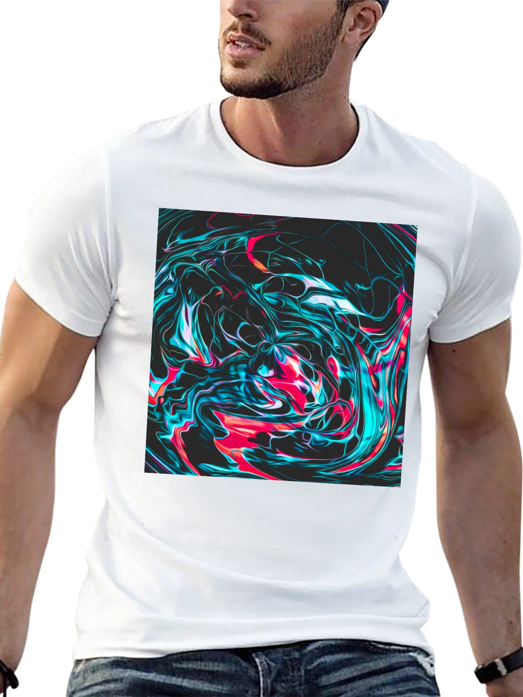 Abstract Swirl Graphic Tee - Mens Black T-Shirt