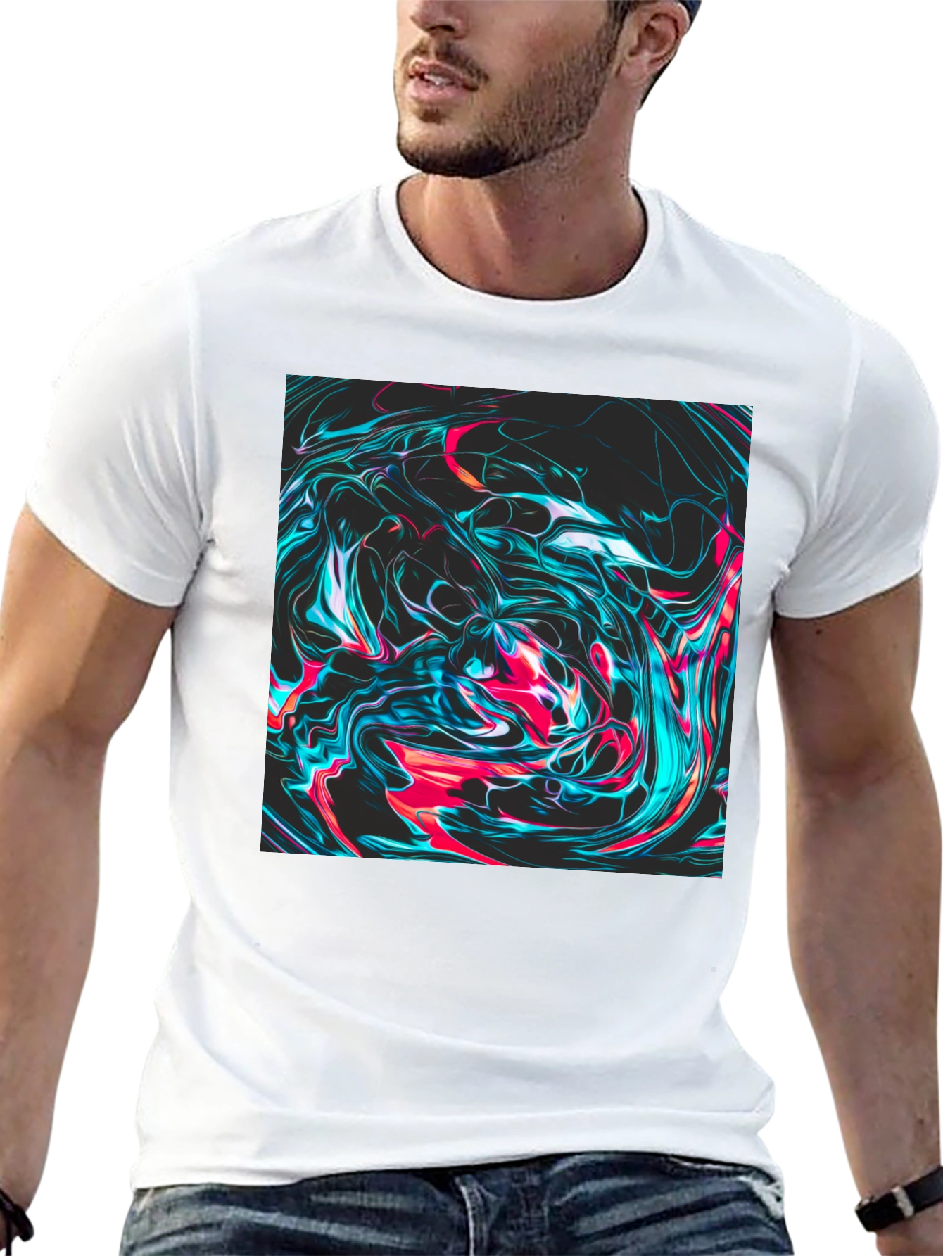 Abstract Swirl Graphic Tee - Mens Black T-Shirt