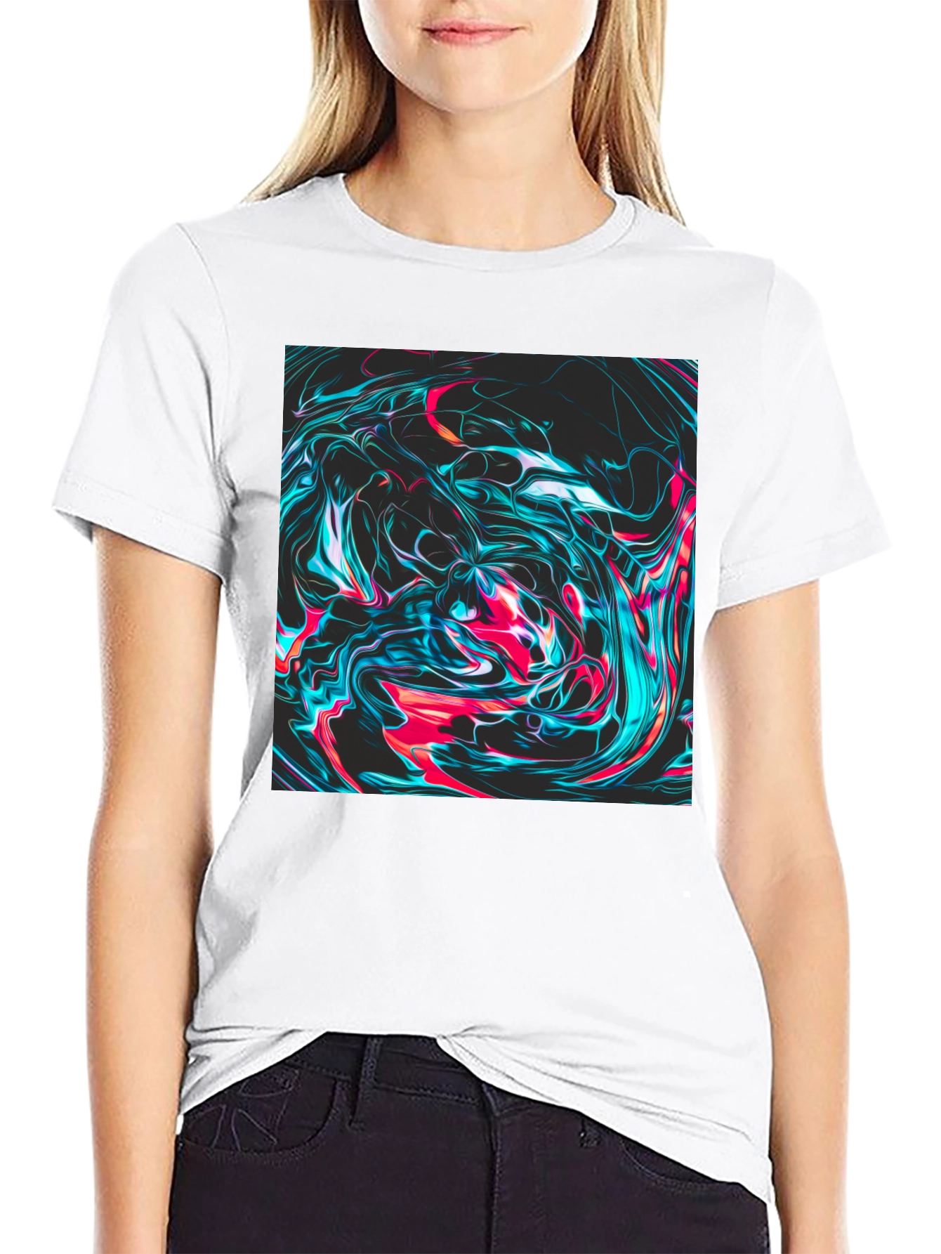 Abstract Swirl Graphic Tee - Mens Black T-Shirt