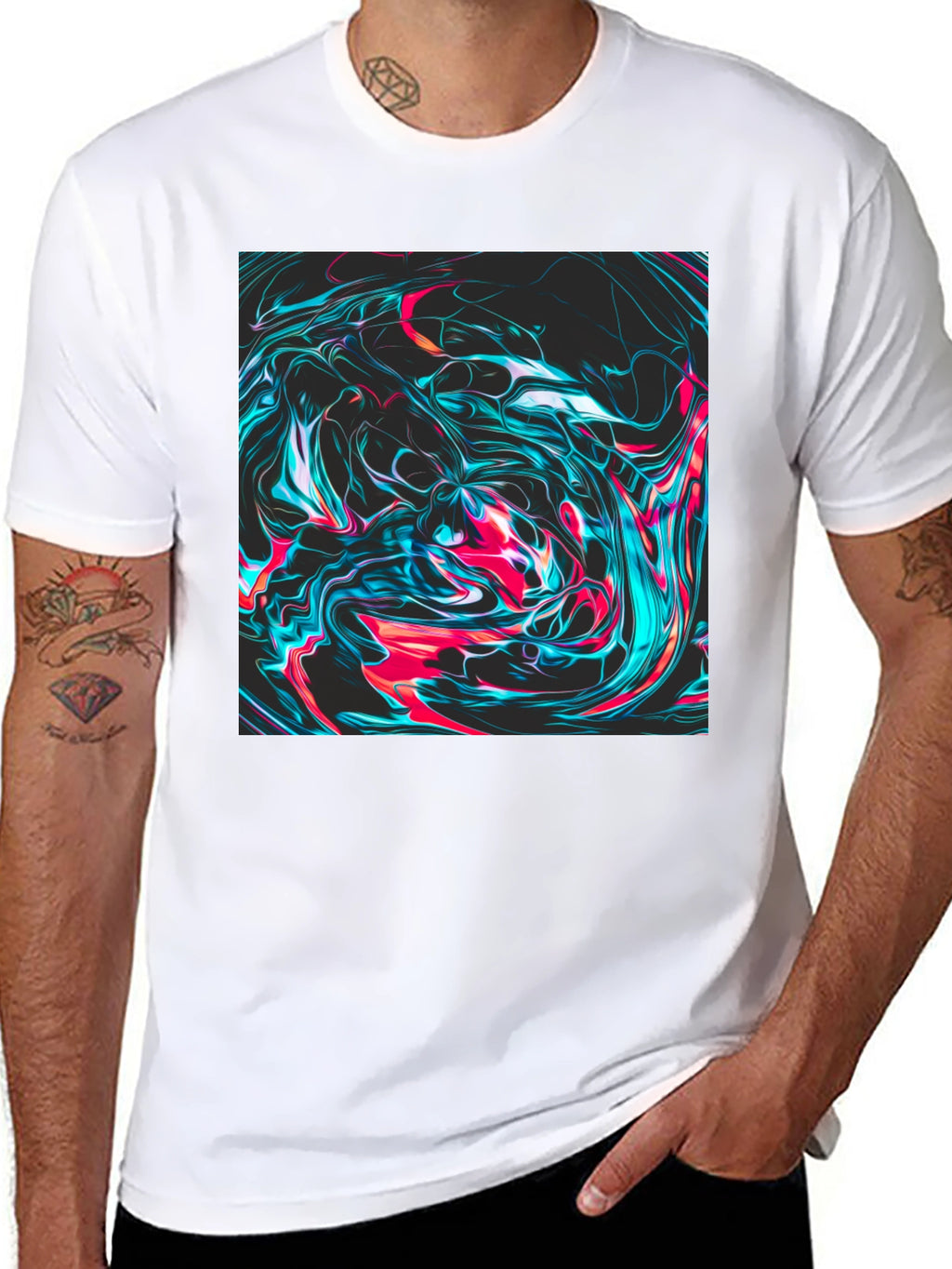 Abstract Swirl Graphic Tee - Mens Black T-Shirt