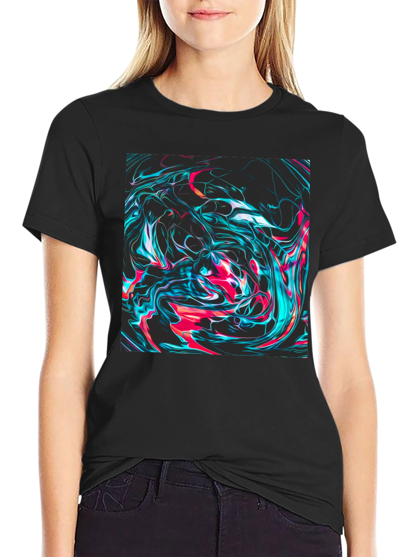 Abstract Swirl Graphic Tee - Mens Black T-Shirt