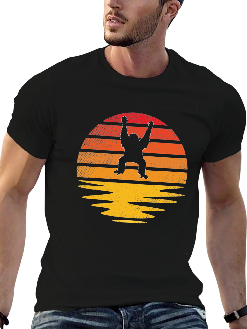 Retro Orangutan Sunset T-Shirt - Classic Style