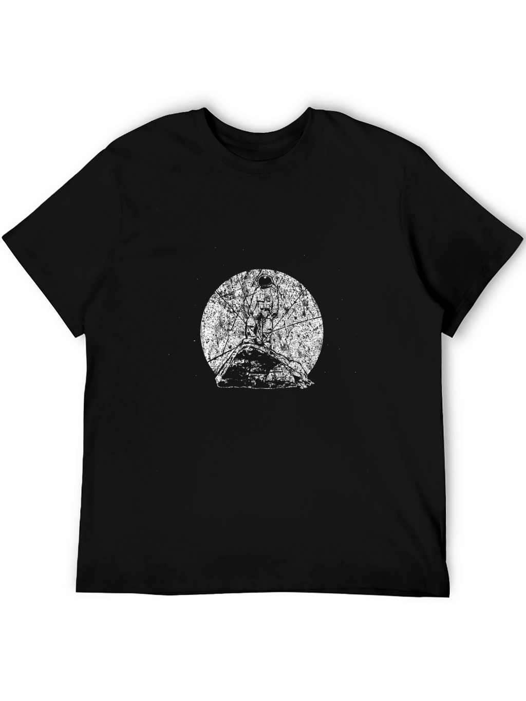 Black Graphic Tee - Moon & Tree Design