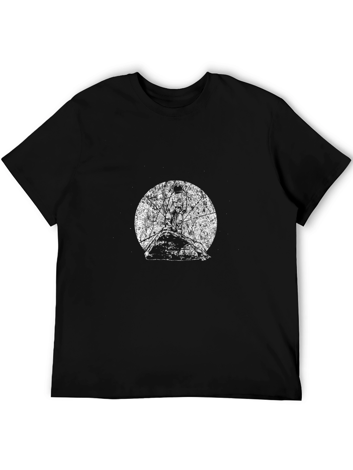 Black Graphic Tee - Moon & Tree Design