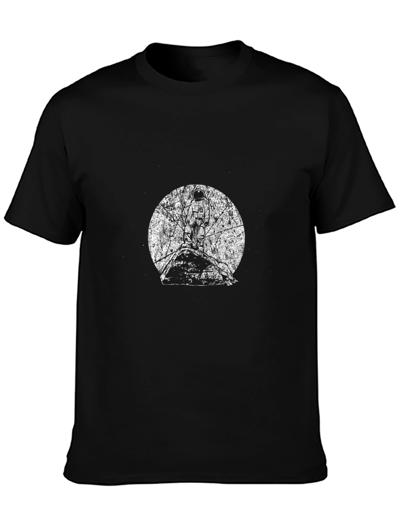 Black Graphic Tee - Moon & Tree Design