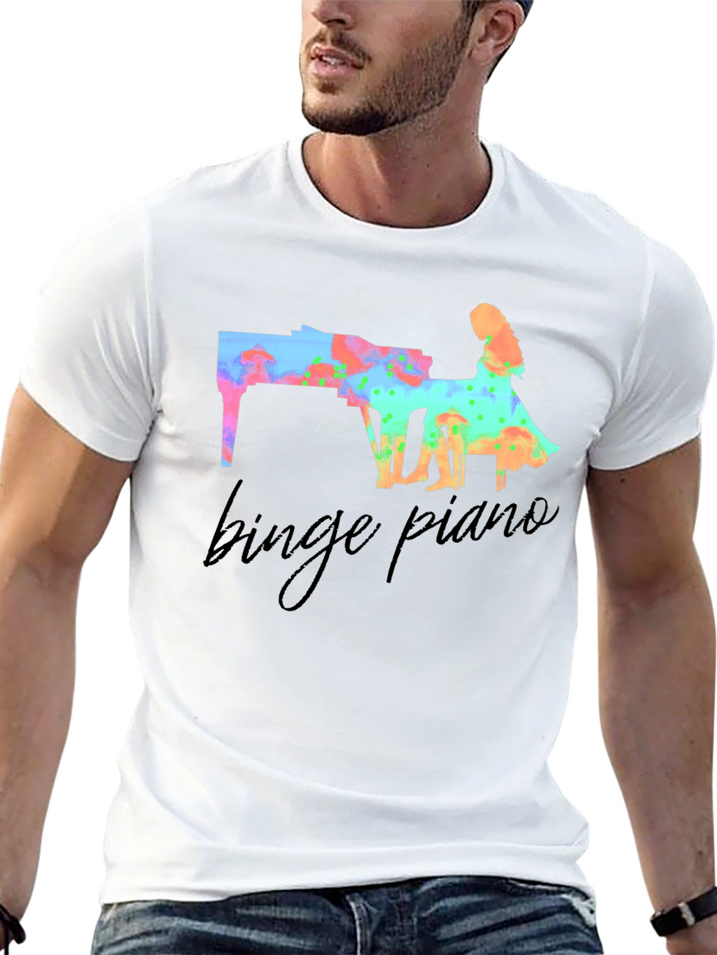 Binge Piano Graphic T-Shirt - Music Lover Tee