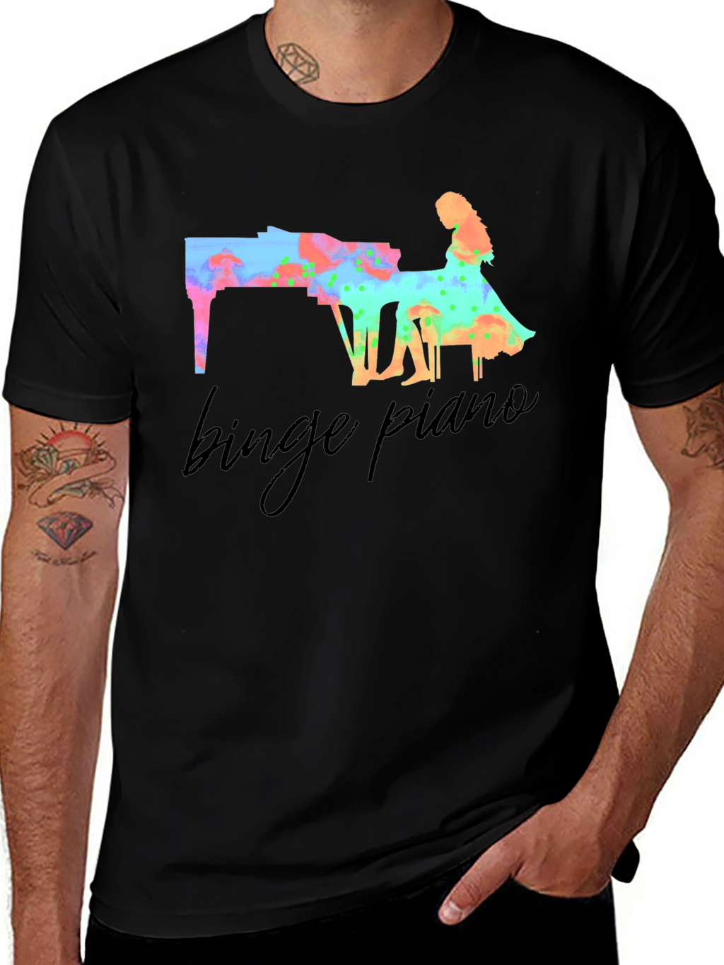 Binge Piano Graphic T-Shirt - Music Lover Tee