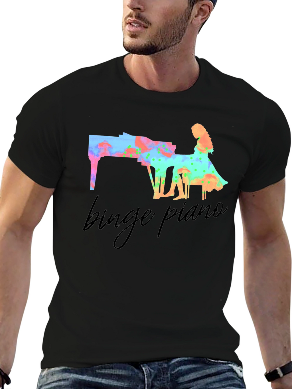 Binge Piano Graphic T-Shirt - Music Lover Tee