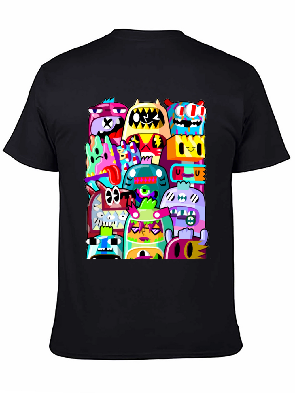 Funky Doodle Monsters Black Graphic T-Shirt