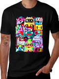 Funky Doodle Monsters Black Graphic T-Shirt