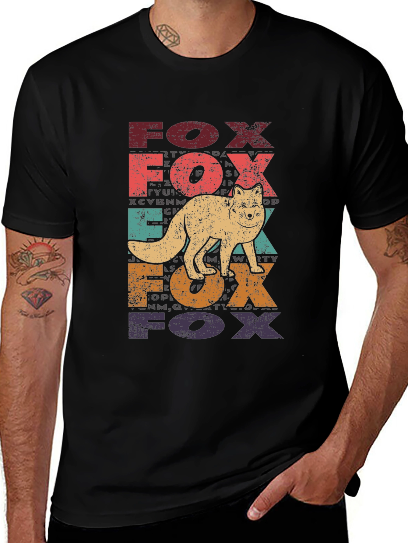 Vintage Fox Graphic Tee - Retro Style Black T-Shirt