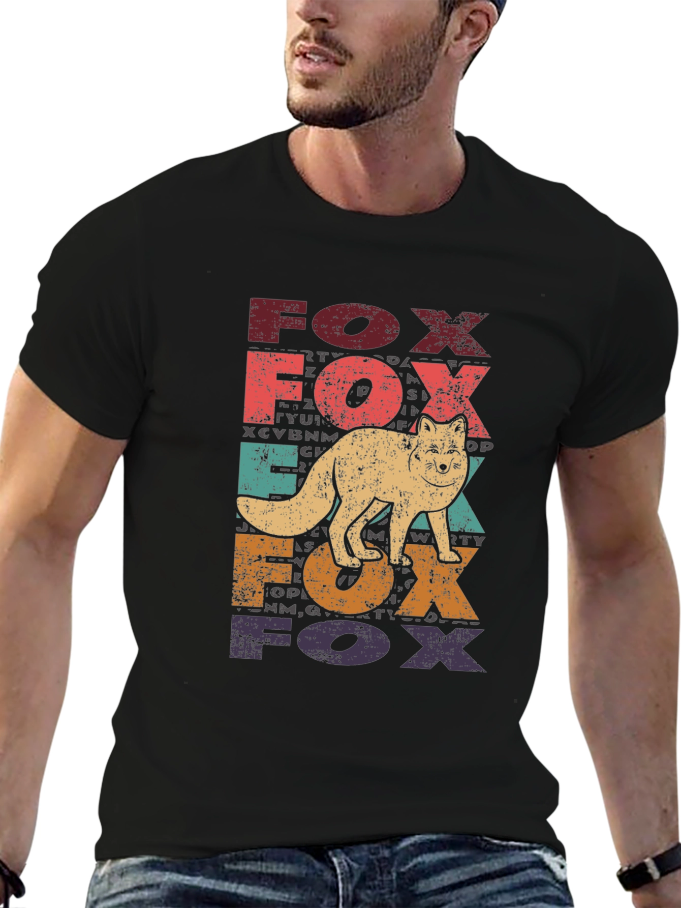 Vintage Fox Graphic Tee - Retro Style Black T-Shirt