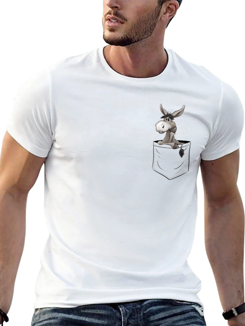 Donkey in Pocket Graphic T-Shirt - Casual & Fun