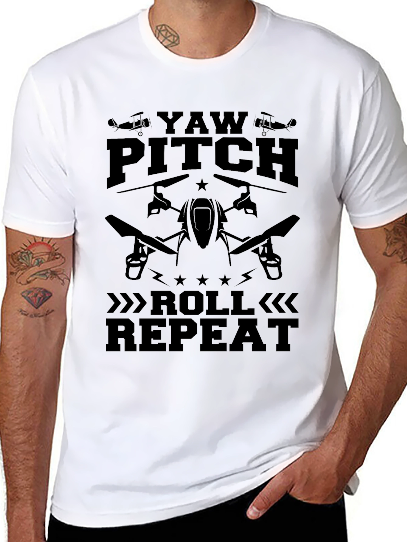 Yaw Pitch Roll Repeat Drone Pilot T-Shirt