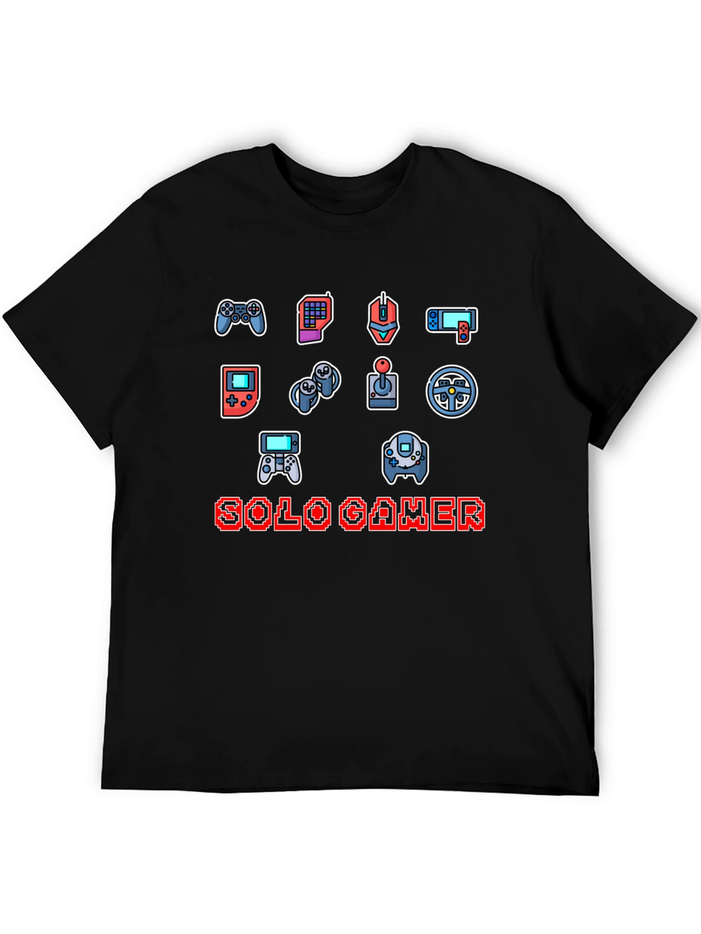 Solo Gamer Black T-Shirt: Video Game Controller Design