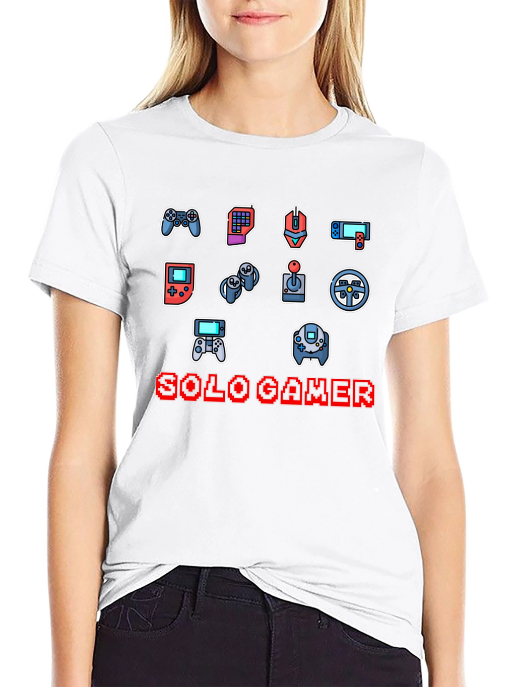 Solo Gamer Black T-Shirt: Video Game Controller Design