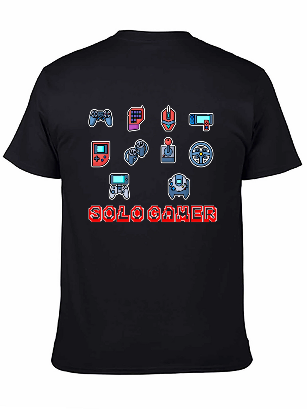 Solo Gamer Black T-Shirt: Video Game Controller Design