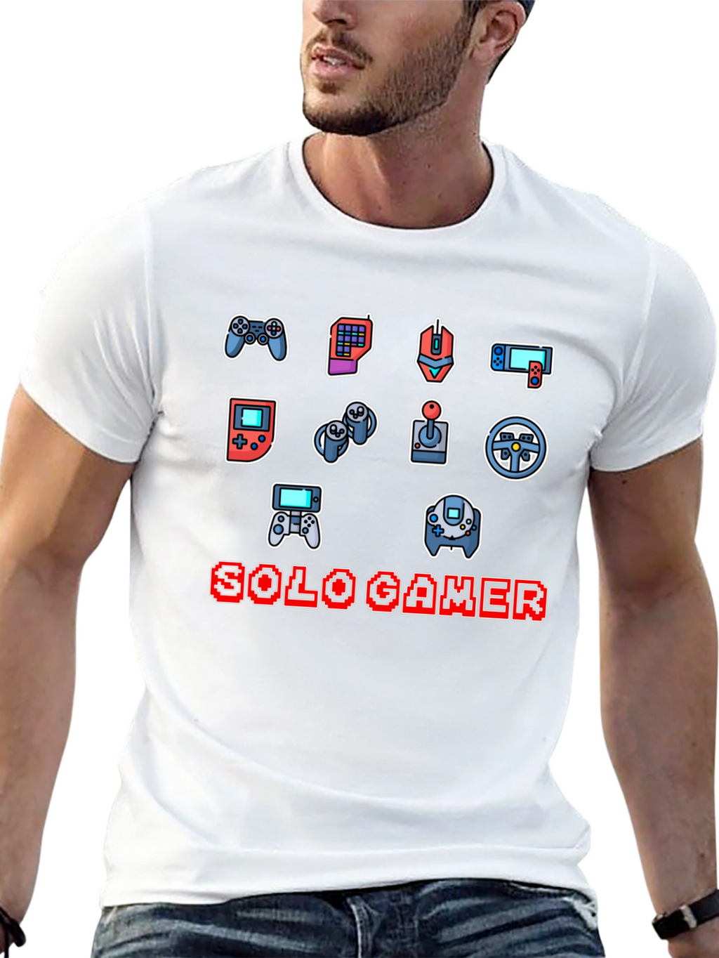 Solo Gamer Black T-Shirt: Video Game Controller Design