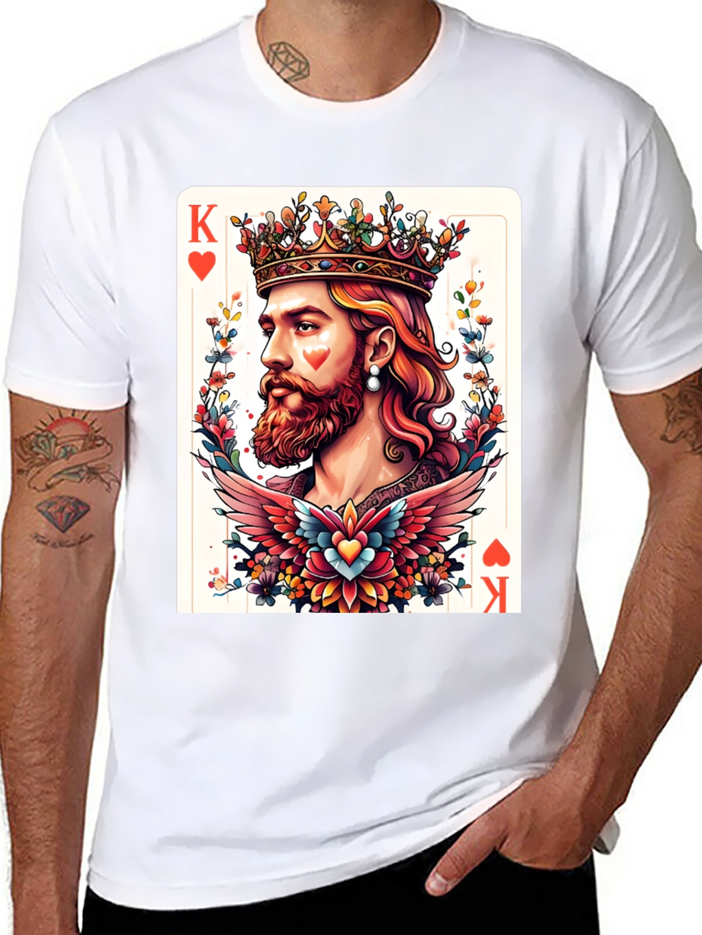 King of Hearts Graphic T-Shirt - Bold Card Design