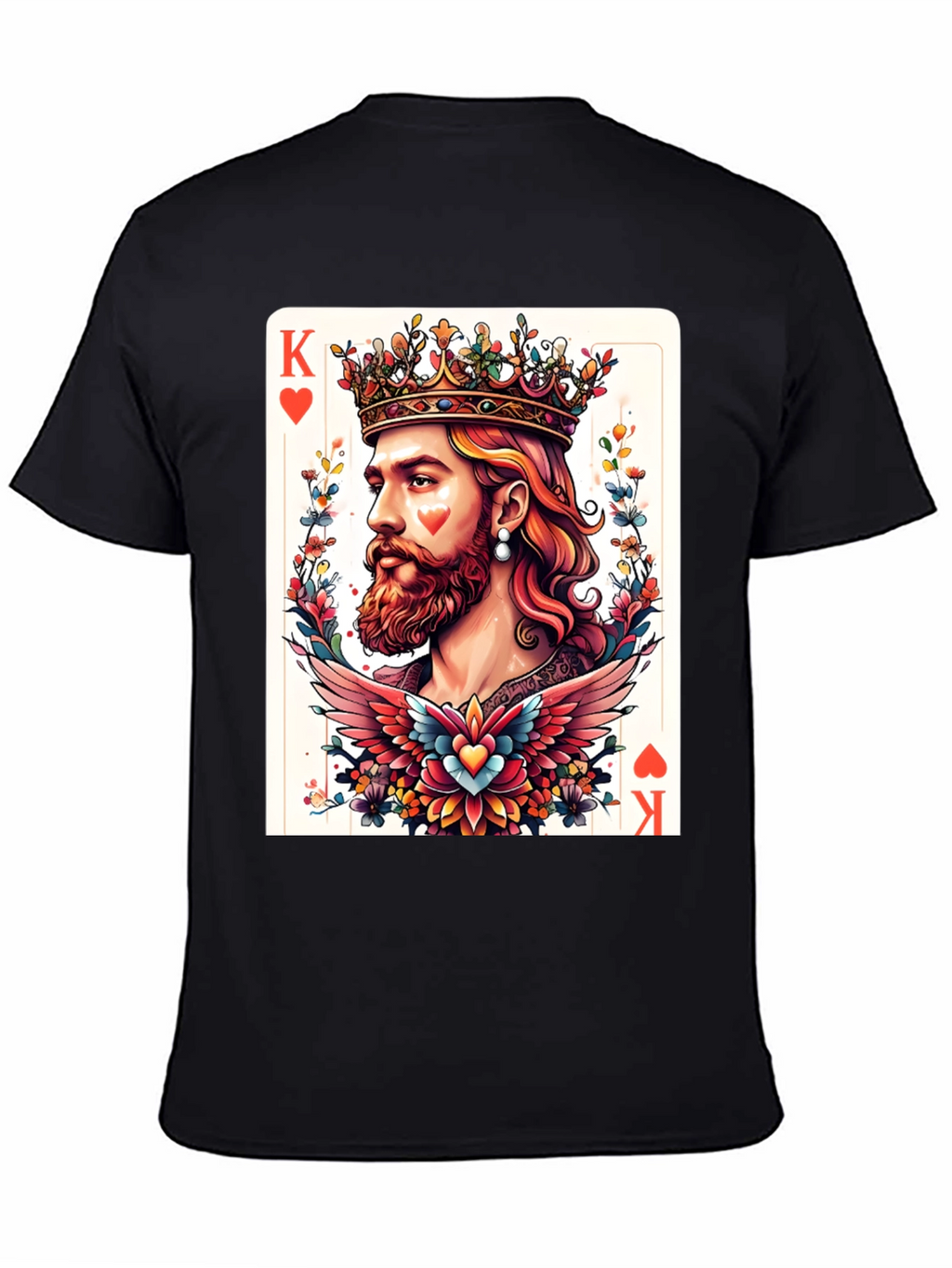 King of Hearts Graphic T-Shirt - Bold Card Design