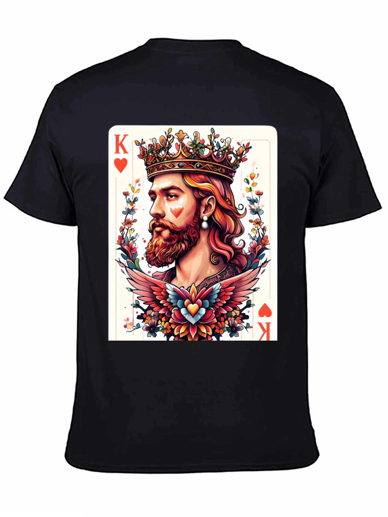 King of Hearts Graphic T-Shirt - Bold Card Design