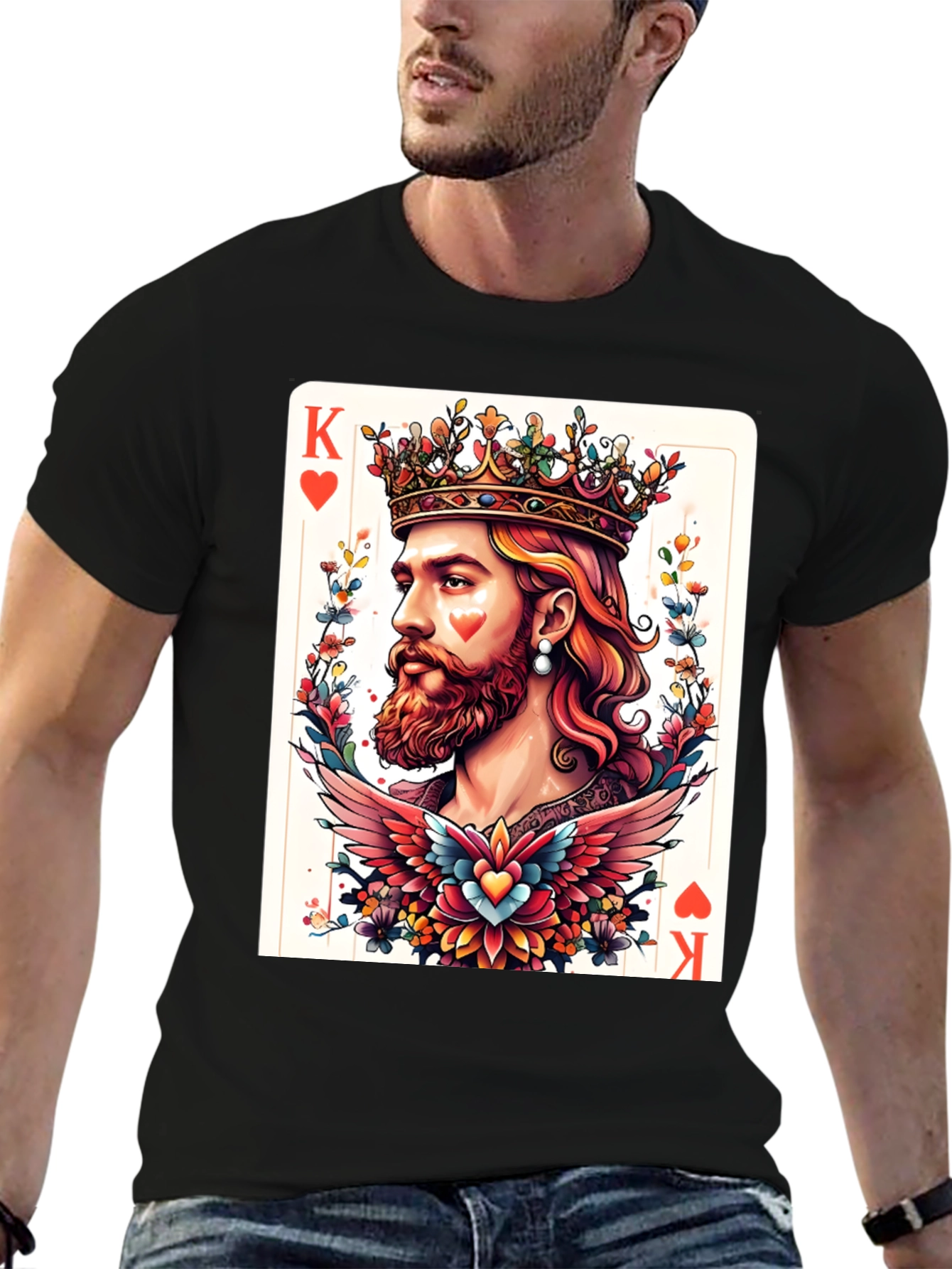 King of Hearts Graphic T-Shirt - Bold Card Design