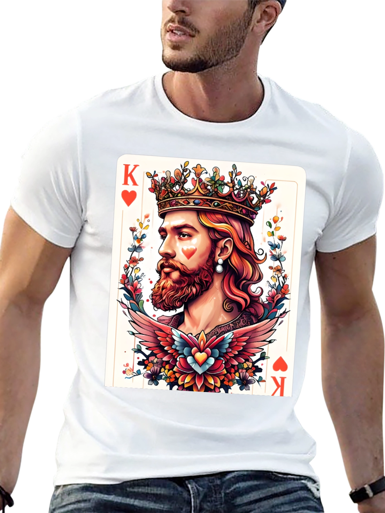 King of Hearts Graphic T-Shirt - Bold Card Design