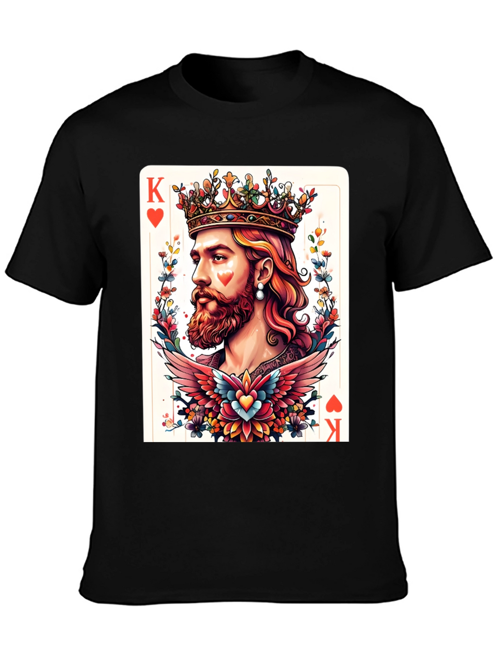 King of Hearts Graphic T-Shirt - Bold Card Design
