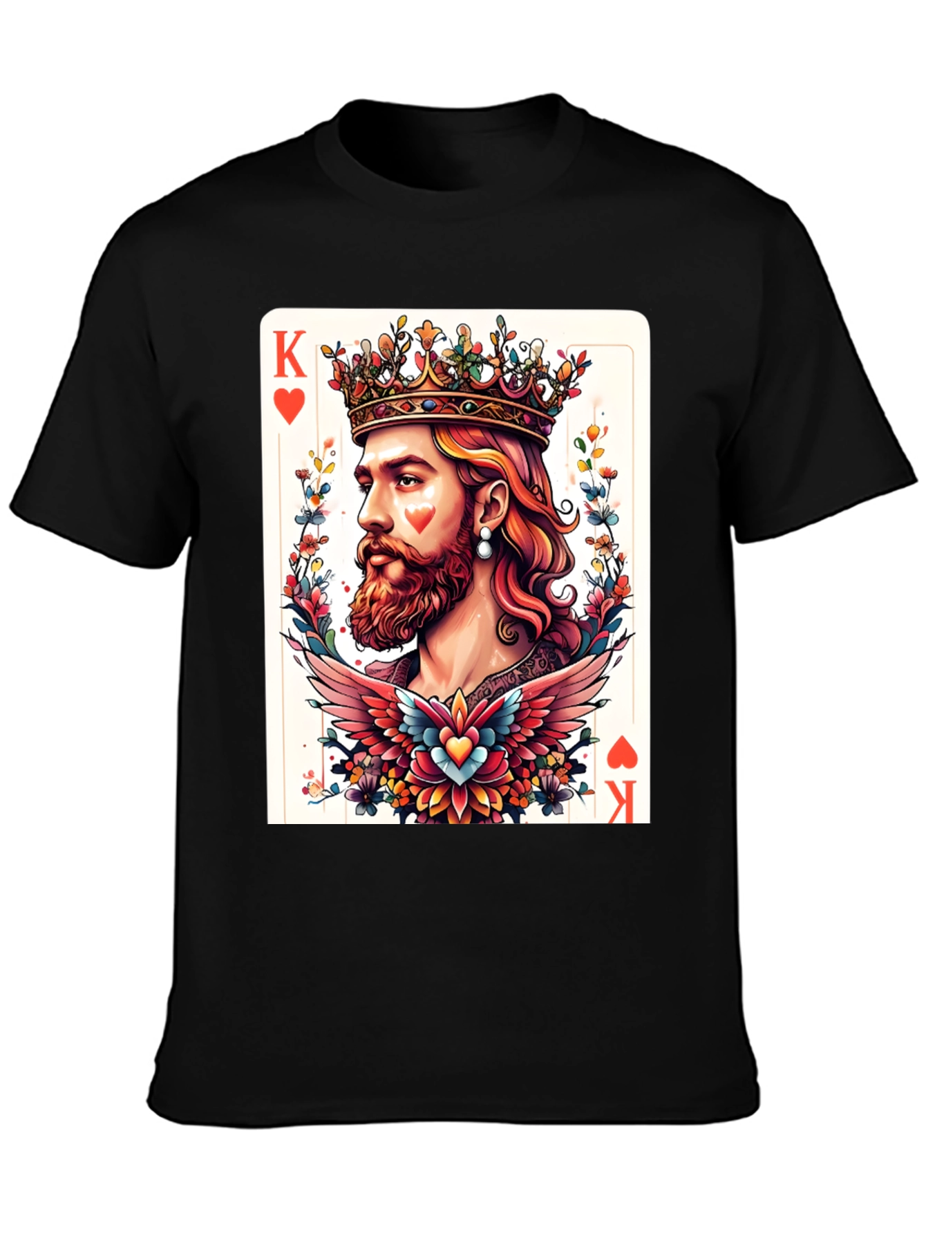 King of Hearts Graphic T-Shirt - Bold Card Design
