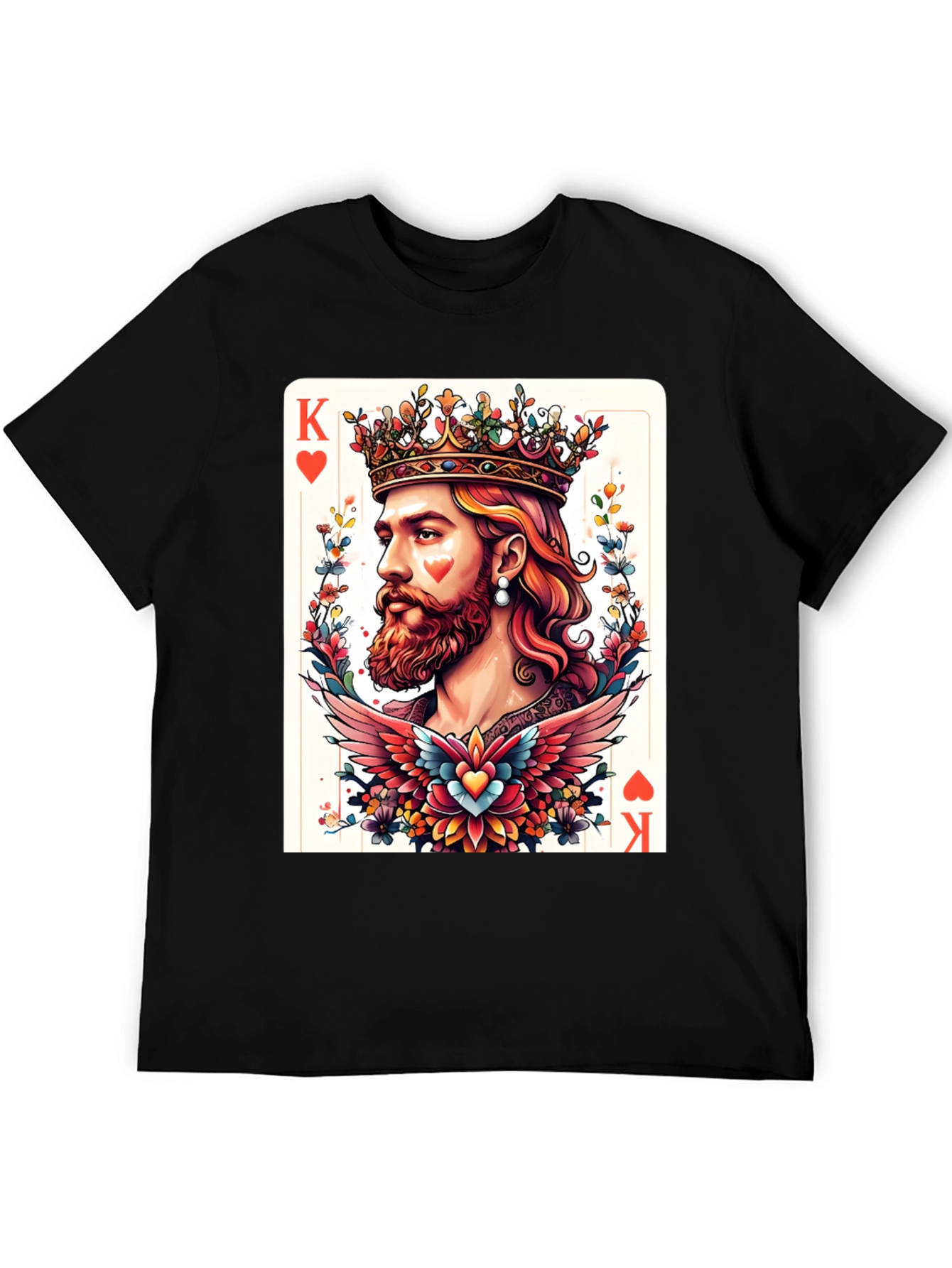 King of Hearts Graphic T-Shirt - Bold Card Design