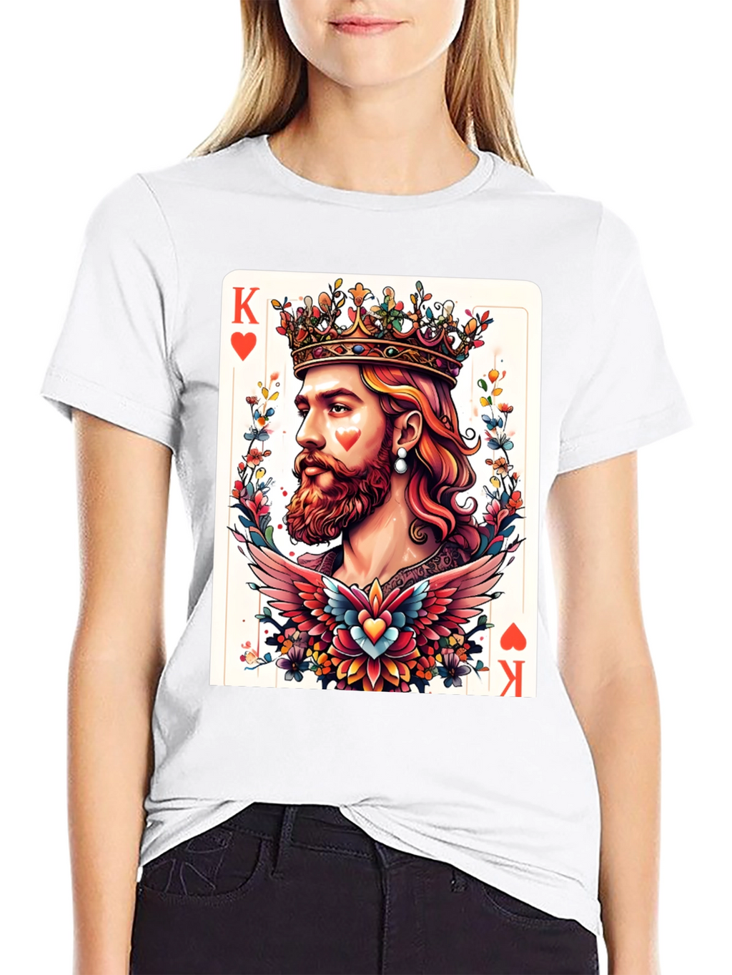 King of Hearts Graphic T-Shirt - Bold Card Design