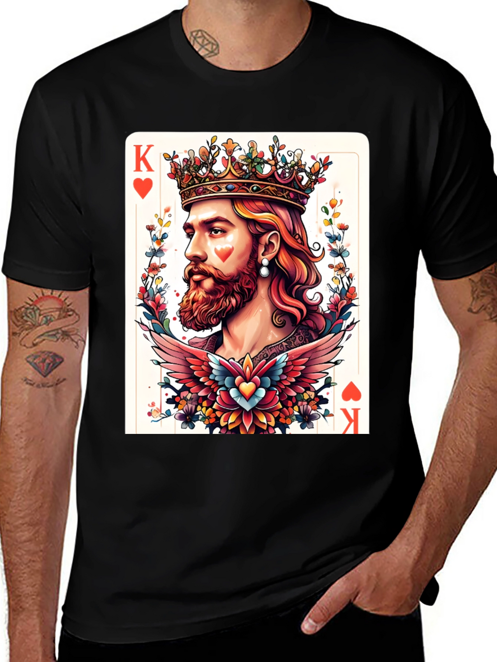 King of Hearts Graphic T-Shirt - Bold Card Design