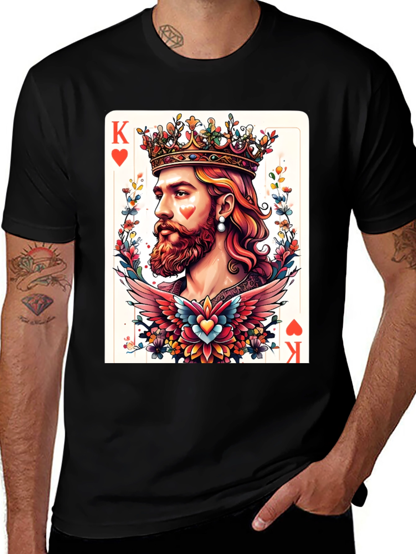 King of Hearts Graphic T-Shirt - Bold Card Design