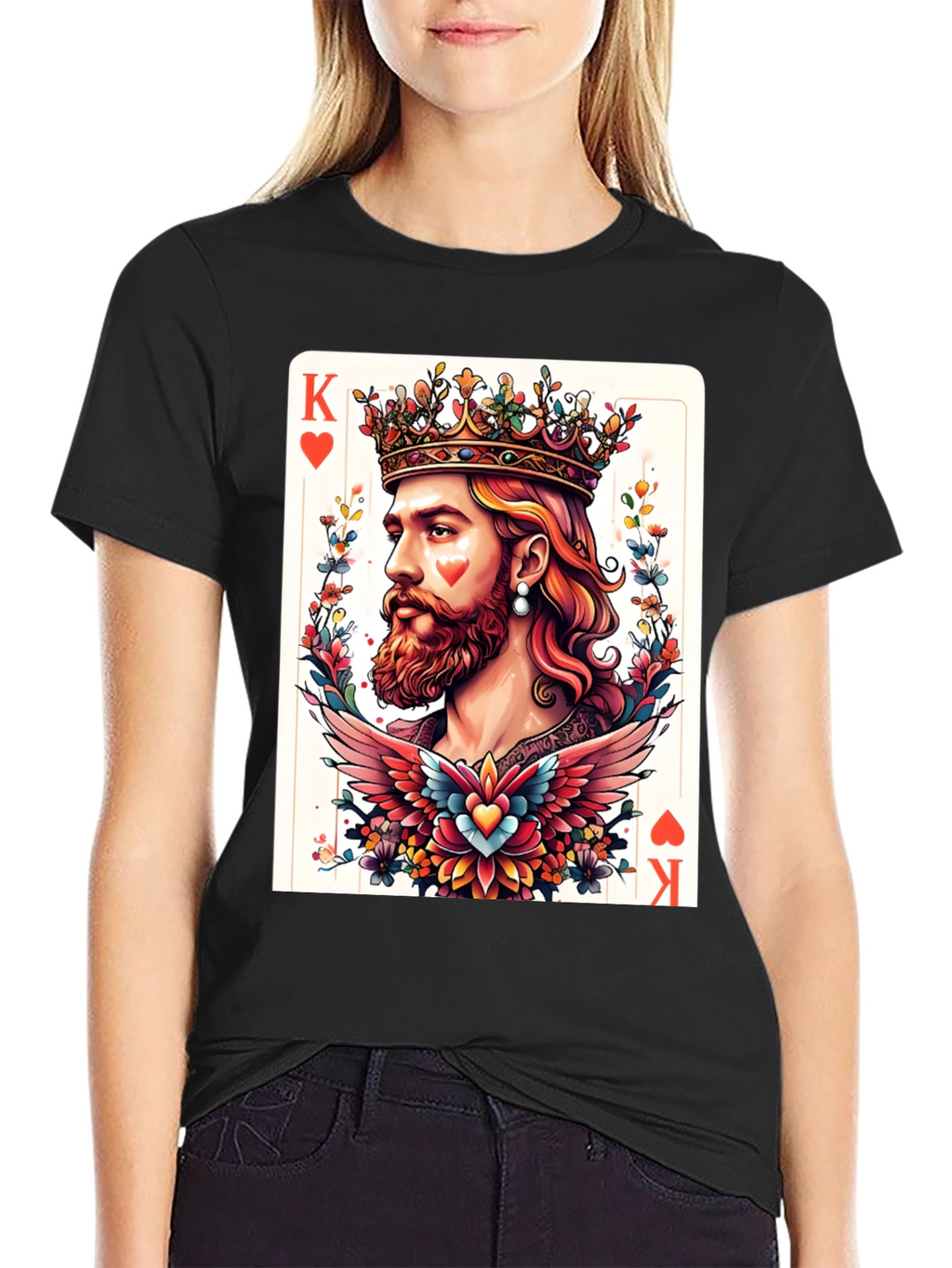 King of Hearts Graphic T-Shirt - Bold Card Design