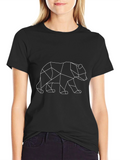 Geometric Bear Graphic T-Shirt - Modern Animal Design