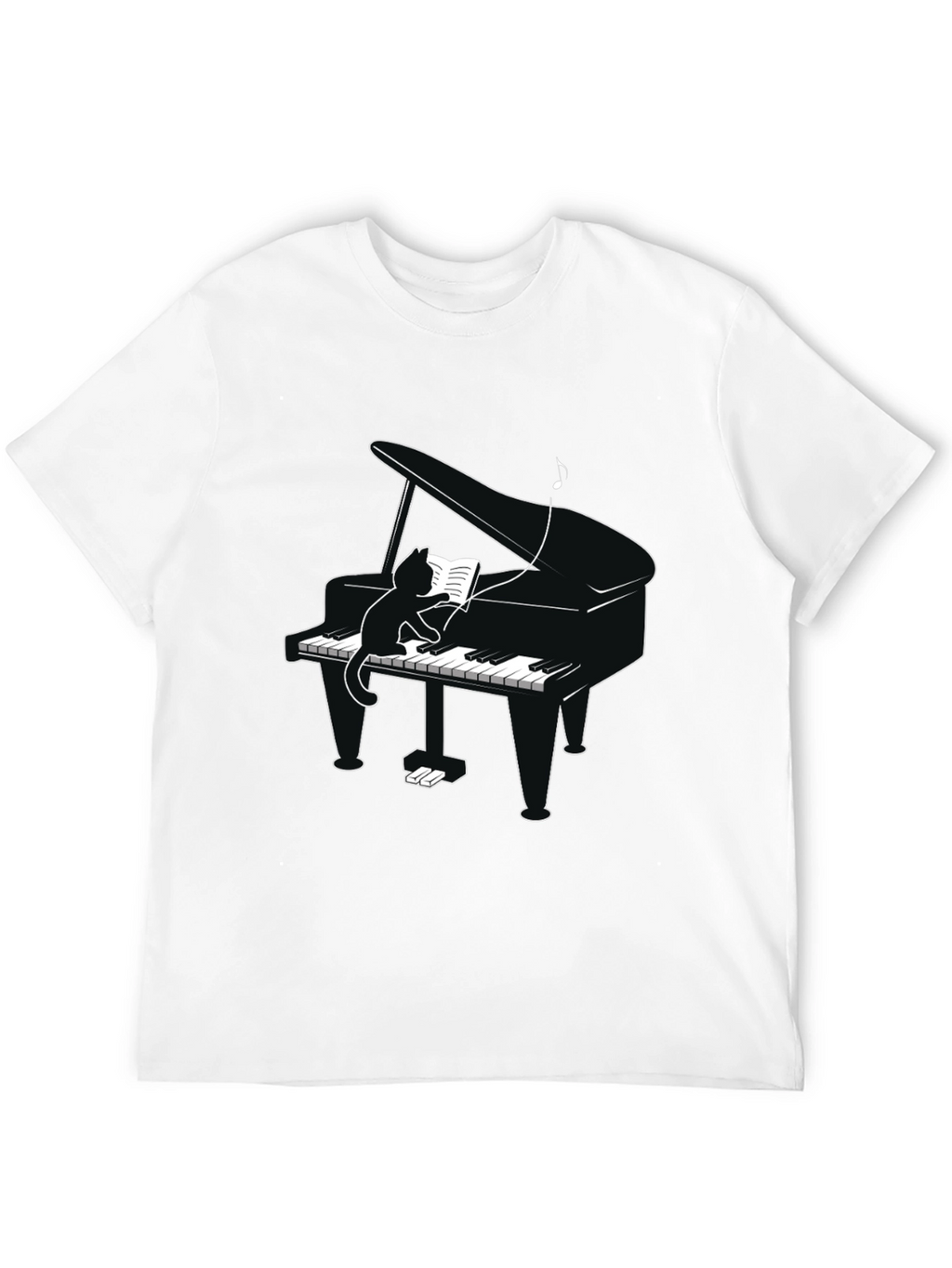 Cat Playing Piano T-Shirt - Novelty Tee