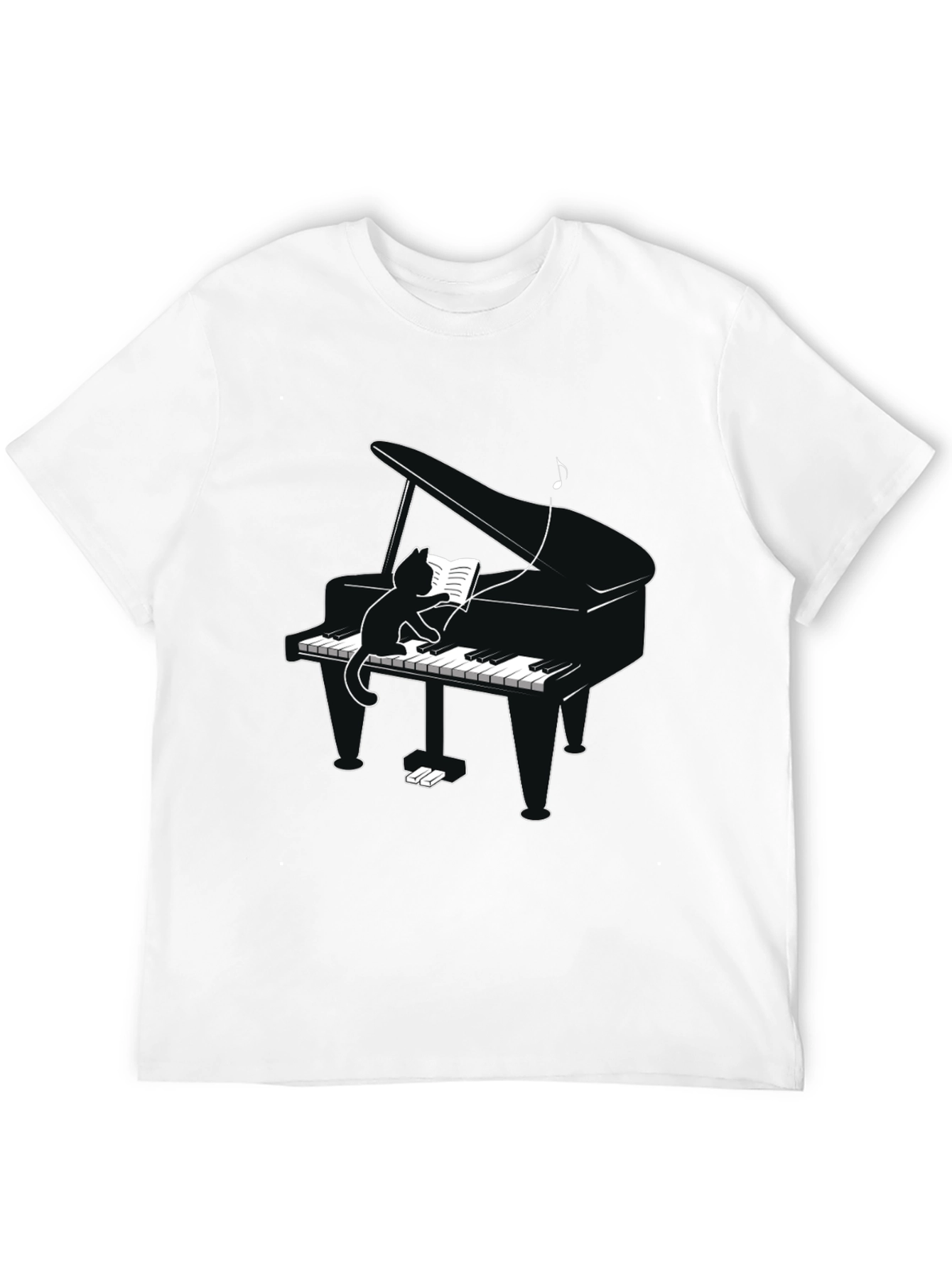 Cat Playing Piano T-Shirt - Novelty Tee