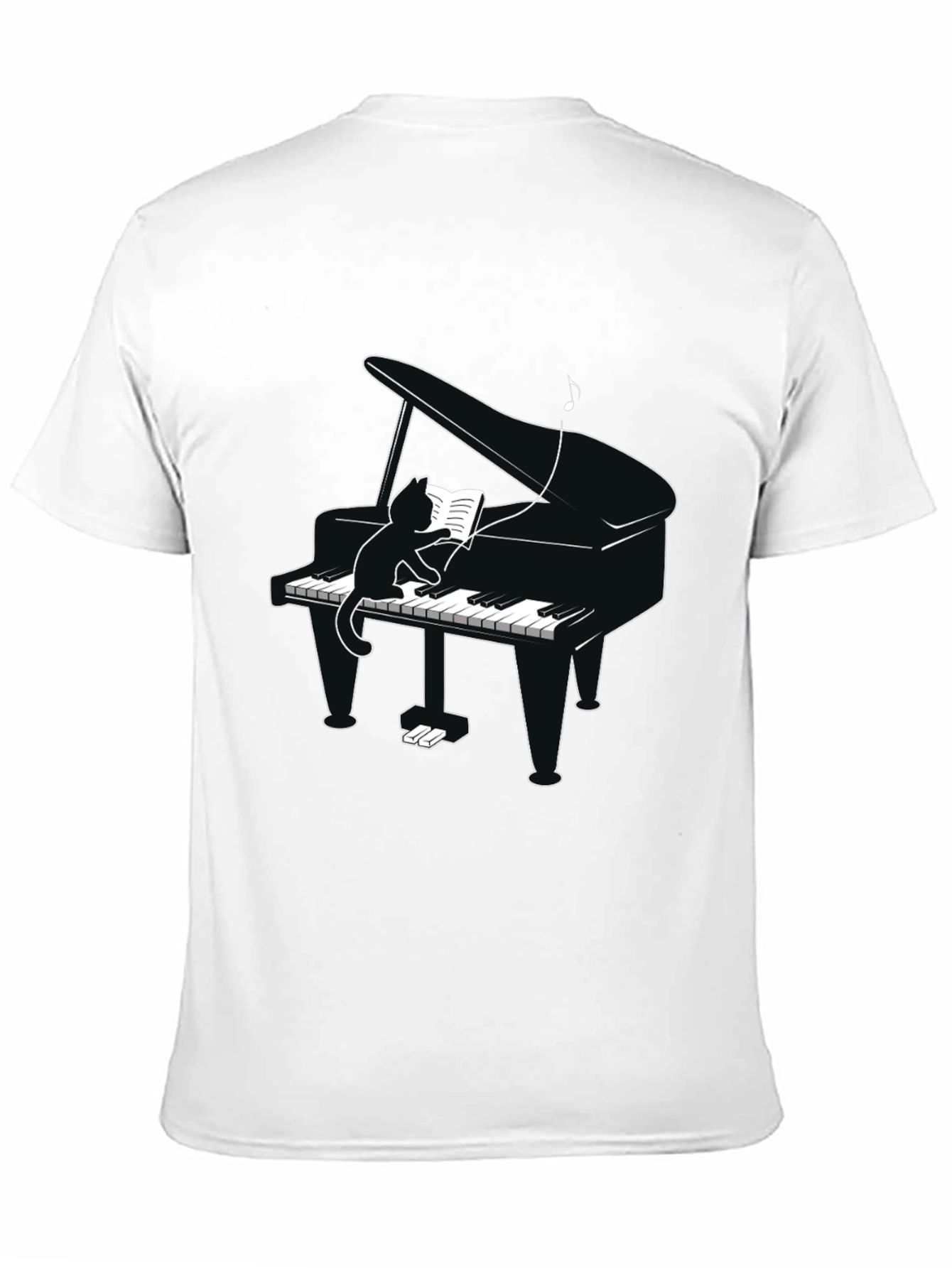 Cat Playing Piano T-Shirt - Novelty Tee