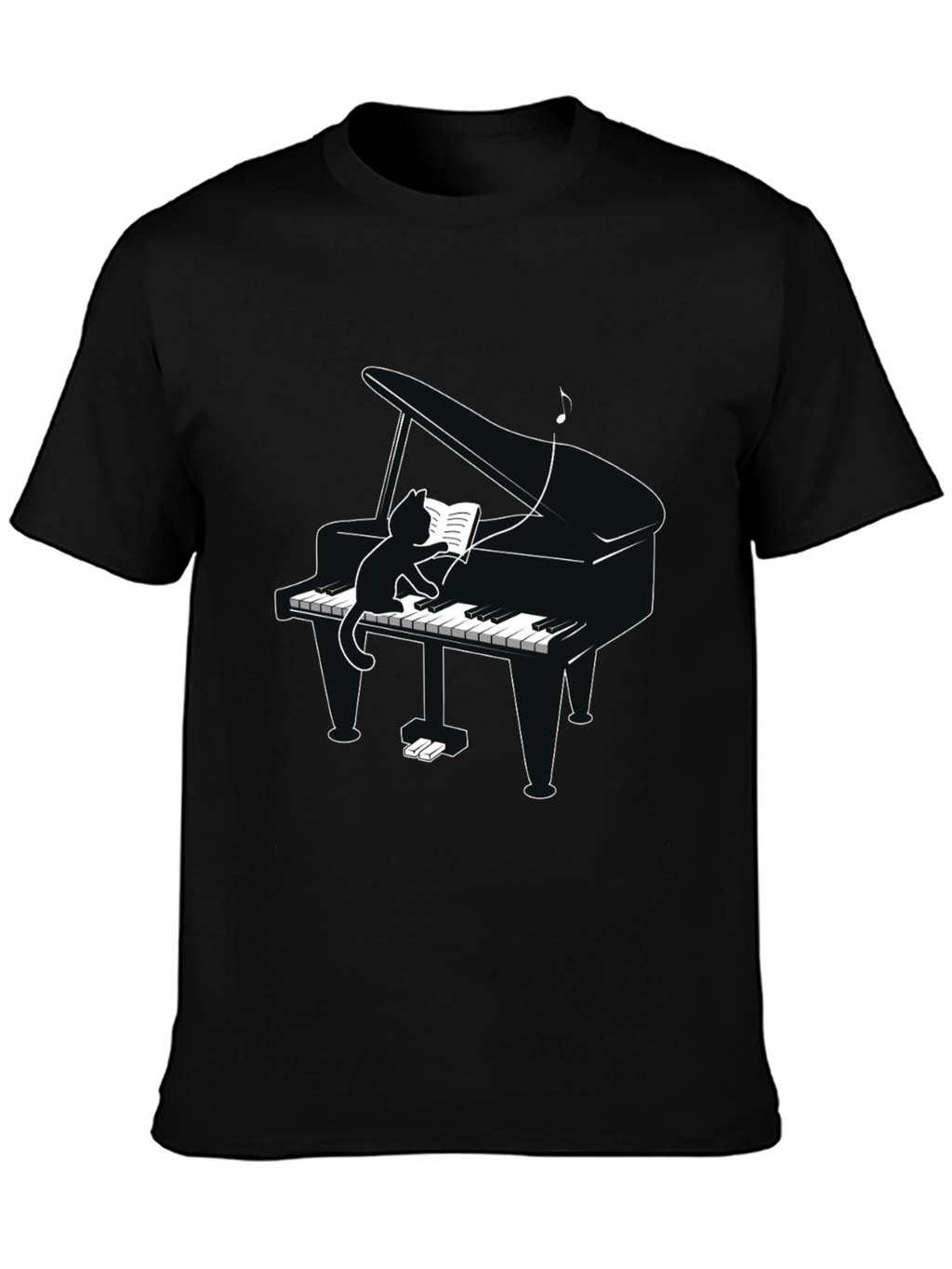 Cat Playing Piano T-Shirt - Novelty Tee